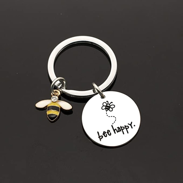 Kvinners nøkkelring "Bee Happy" nøkkelring nøkkelring (sølv), gave fo