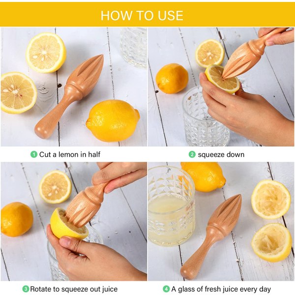 2 stk. træ citruspresser citron håndpresser bøg træ håndholdt