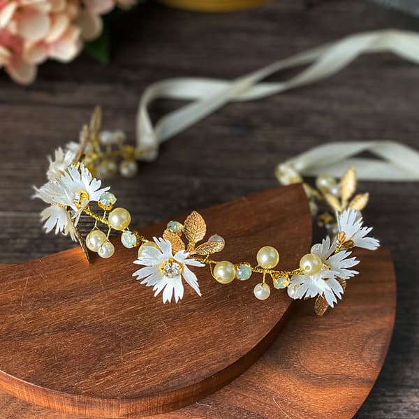 Daisy Blomsterkrone Hodebånd Kvinner Blomster Hodebånd med Bånd Flo