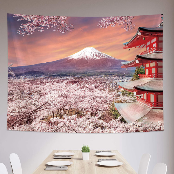Japanilainen kuvakudos tausta Fuji Asian Mountain -valokuvabanneri