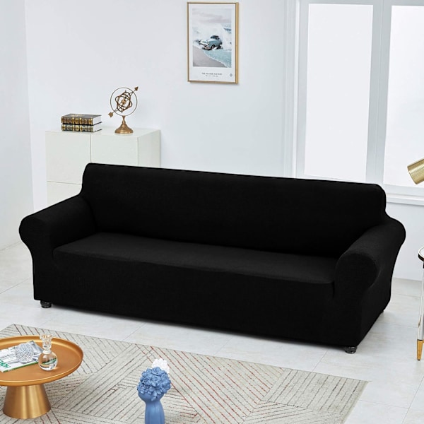 Sofa Betræk til 3-Sæders Sofa - Strækbar Sofa Betræk (Sort)