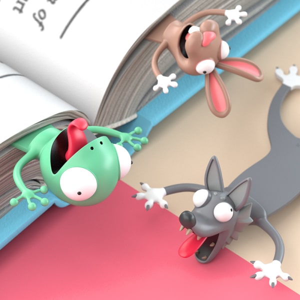 1 kpl 3D-sarjakuva eläinkirjanmerkki Söpö lasten kirjanmerkki Puristettu anim