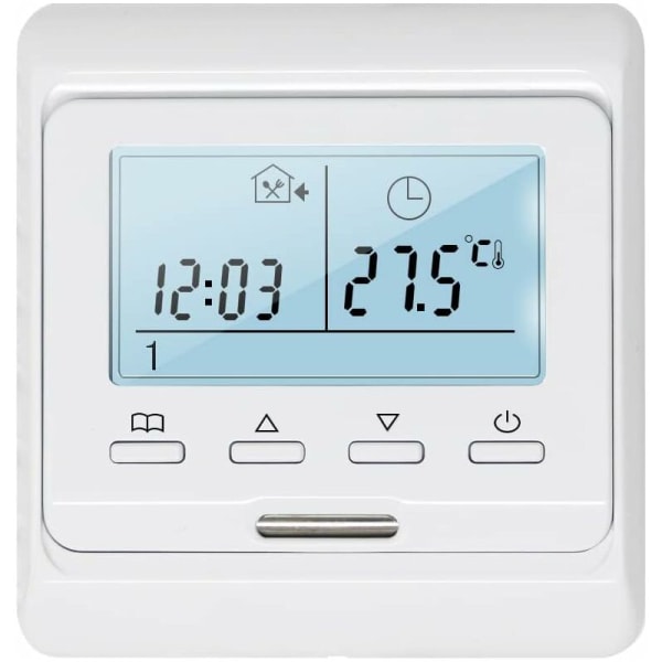 Programmerbar romtermostat med 16A-sonde for elektrisk gulvvarme