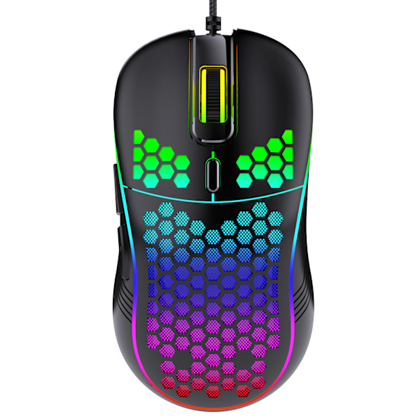 Kablet mus, hul, lysende gamingmus