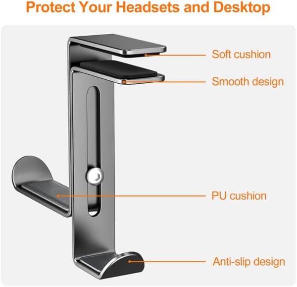 Skrivebords Gaming Headset Stativ, Multifunktionelt Headset Holder med