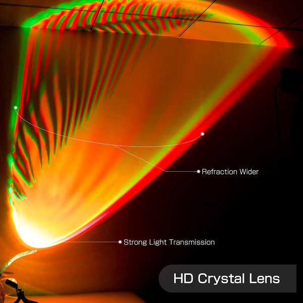 Solnedgangslampe, solnedgangslampe, 16-farget projeksjonslampe med stativ,
