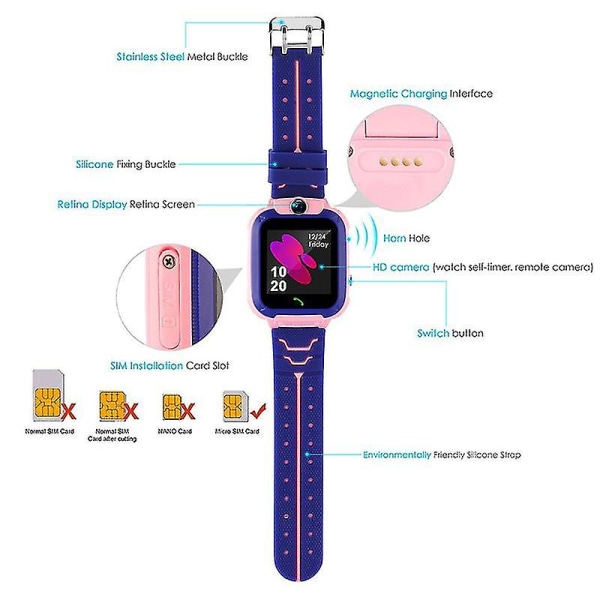 Kids Smart Watch Sos Watch Waterproof Ip67 Kids Gift for Ios And