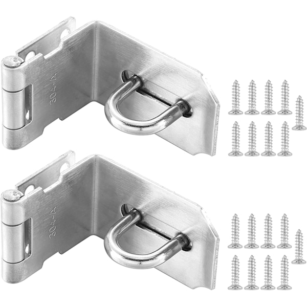 (10 cm, Silver) 2-pack 90 graders hänglås hasp, hänglås dörrspänne