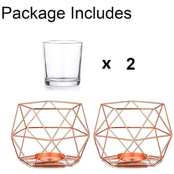 Guld Ljusstake - Set om 2 (Roséguld) Bröllopscenterpiece Ljus
