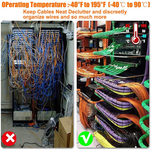 Kabelstrips, 500 pakker selvlåsende 4+6+8+10+12 tommer bredde 0,1