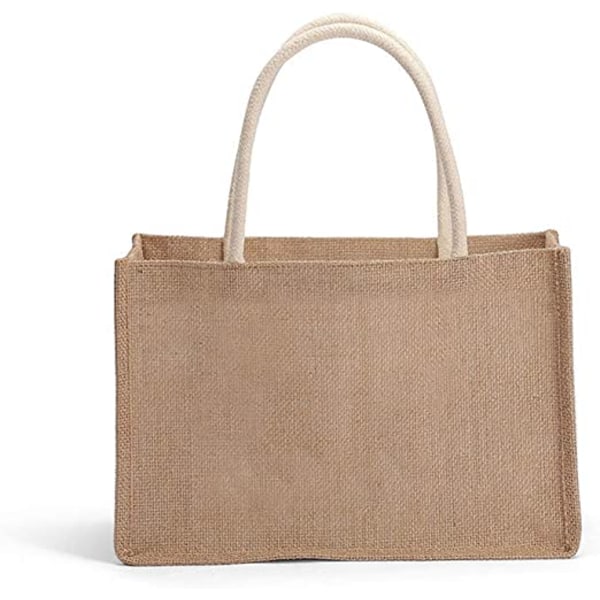 (Storlek: 31 cm x 22 cm x 15 cm) Jute Tote Bags med handtag Naturlig L