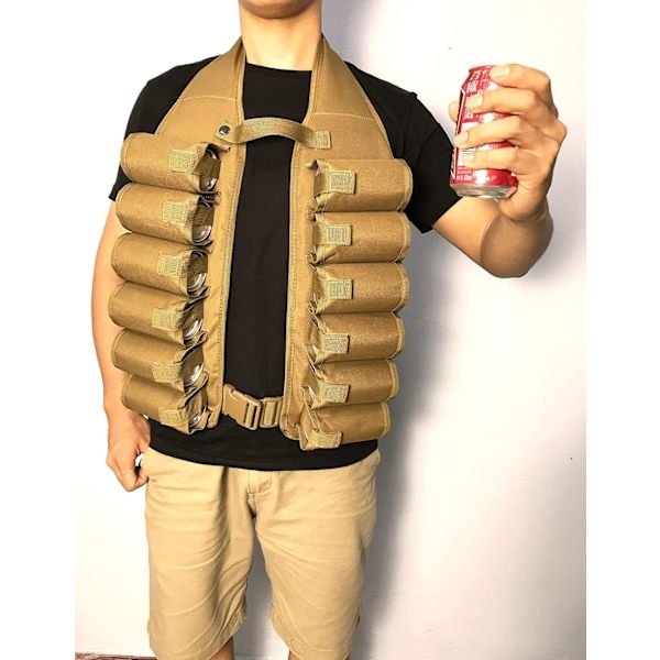 Øl Bandolier Holder 12-Pak Drikkevest Ølboks Sodabelt (Khaki)