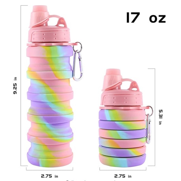 Sammenleggbar vannflaske Silikon Sport Reisevandring 17oz