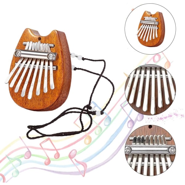 1 stycke (träkattunge) 8-tangenters kalimba, Limba, barninstrument, fingerpiano, minikalimba, tummepiano, musikalisk gåva för barn, vuxna och nybörjare