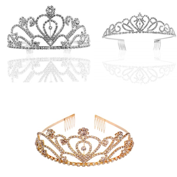 Three-piece set of bridal headband tiara wedding prom wedding bi