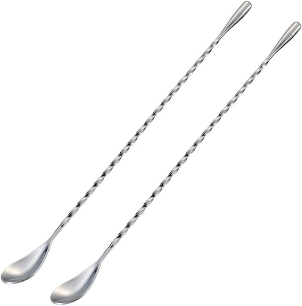Silver 2-pack Bar Spoon Cocktail Mixing Stirrers för Dryck, St