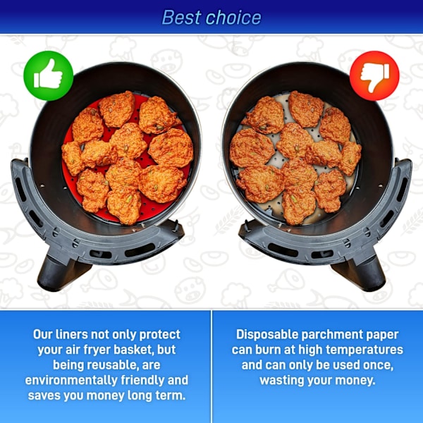 2-pack Återanvändbara Silikon Luftfritös Foder med Luftfritös Magnet