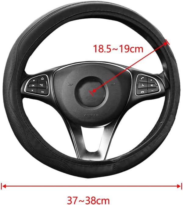 (Sort) 37-39 cm ratovertræk i mikrofiberlæder til de fleste biler