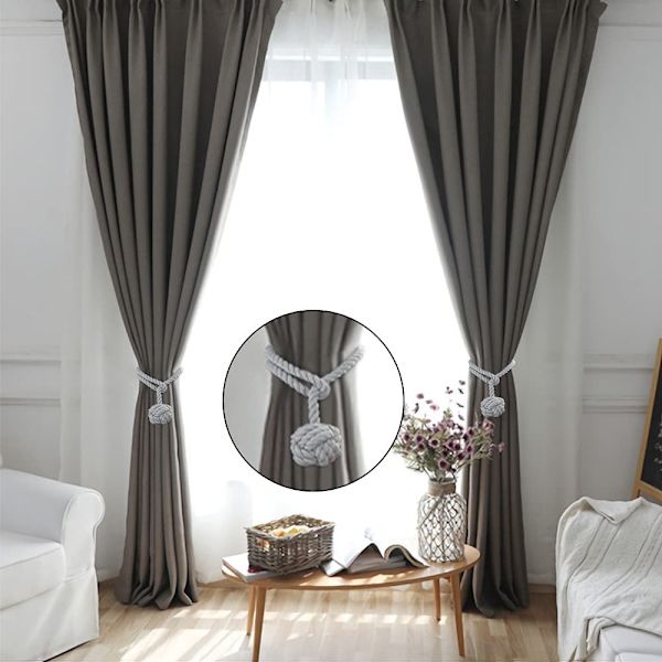 Beige gardinbindning (64 cm), 2 st grå gardinbindningar, Han
