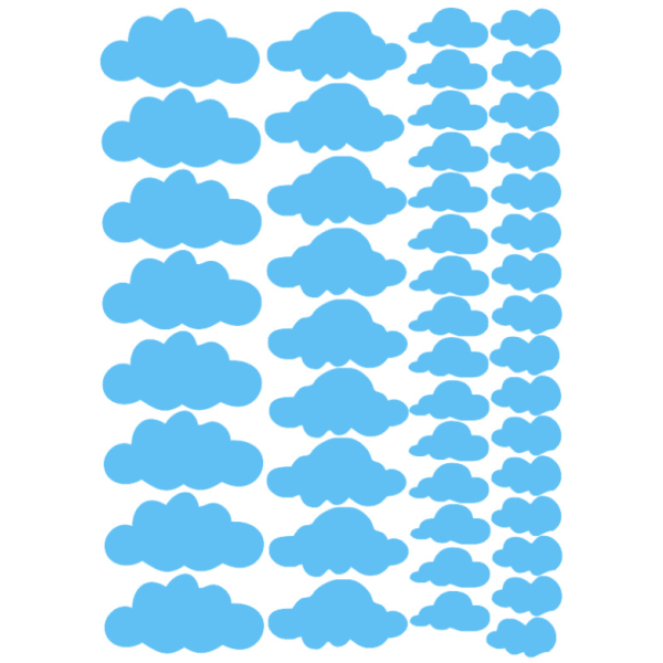 48 Kids Cloud Wall Decals - Easy Apply Puder Blue Wall Decal fo
