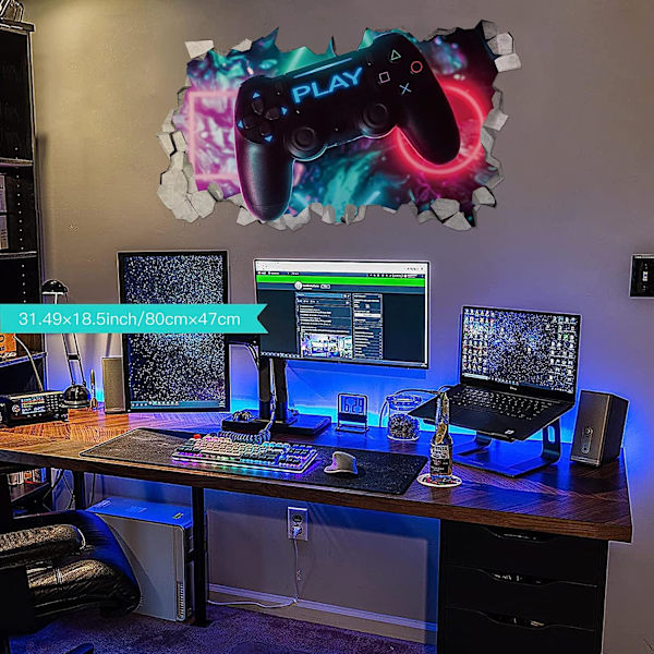 3D Gamer Väggdekaler, Gamer Poster Väggdekoration, Pojke Sovrum