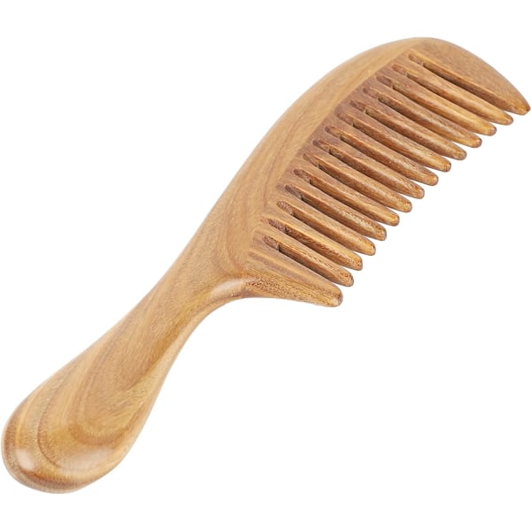 (brede tenner) Håndlagde naturlig sandeltre hårkammer antistatisk
