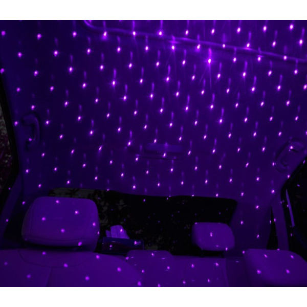 Kirkkaat kattovalot autoon USB LED-kattoprojektio kannettava säädettävä Mini-tunnelmavalot (sininen violetti)