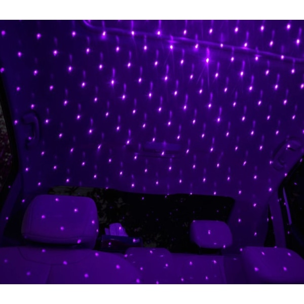 Ljus taklampor för bil Usb Led takprojektion bärbar justerbar Mini Atmospheres（Blå Lila）