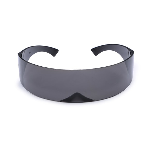 80-talls futuristiske Cyberpunk Cyclops Visir-solbriller med Semi-Tr