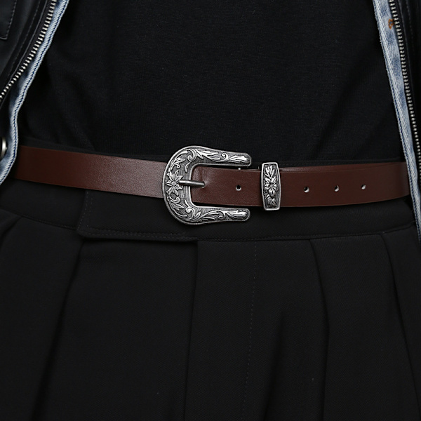 Kvinder Plus Size Læderbælte Damer Western Vintage Style Bælte f