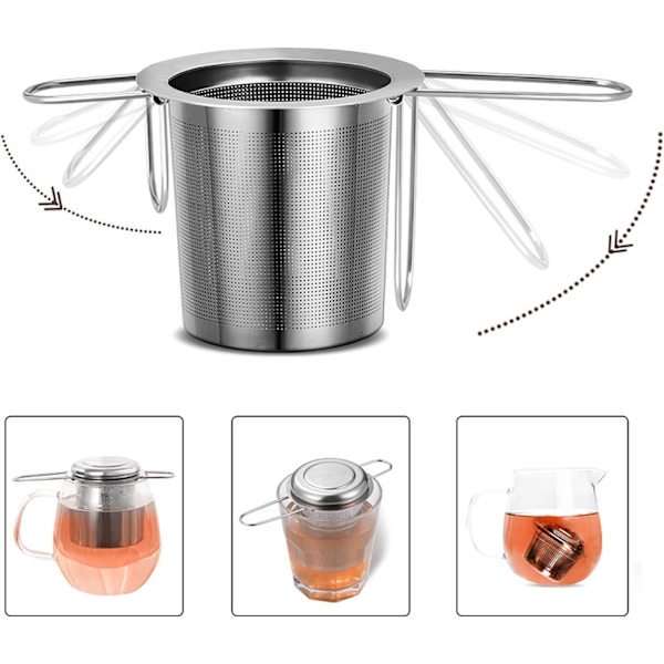 1 st rostfritt stål te-filter med fällbar design,