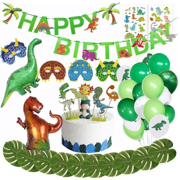 Dinosaur bursdag dekorasjon sett, gratulerer med dagen krans og