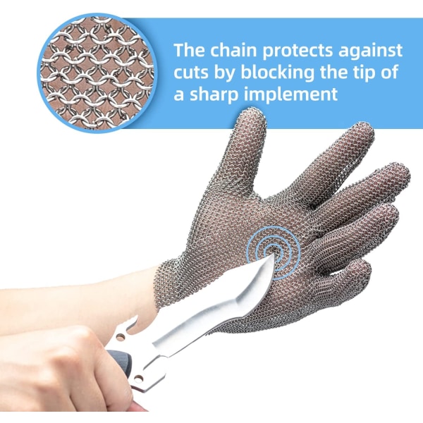 Anti-Cut Glove Oyster Mesh Glove Chainmail Handske til Food Handlin