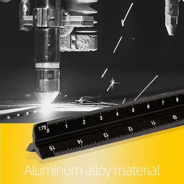 Aluminium Triangulär Arkitektlinjal, Metrisk 1:20, 1:25, 1:50, 1: