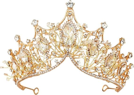 Diamantkrone Hodeplagg (Gull), Prinsesse Brud Krystall Diamant, H
