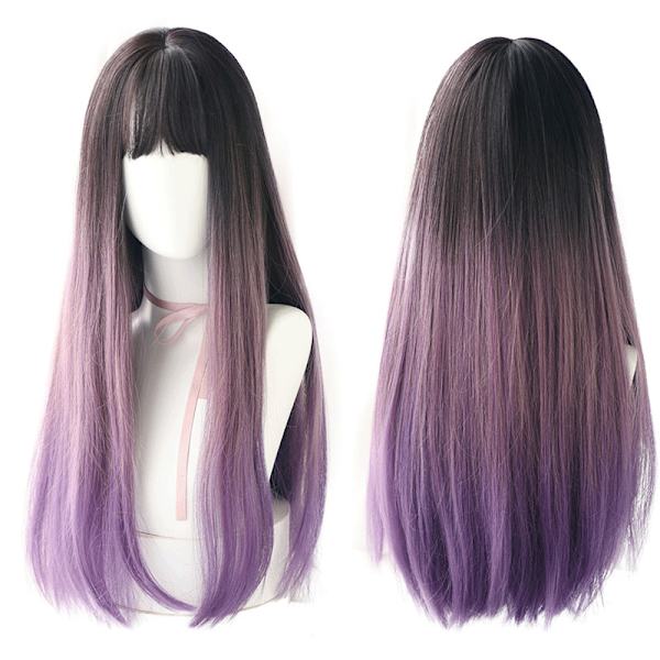 Gradual Color Lang Straight Hair Parykk Dame Hodeplagg Fashi