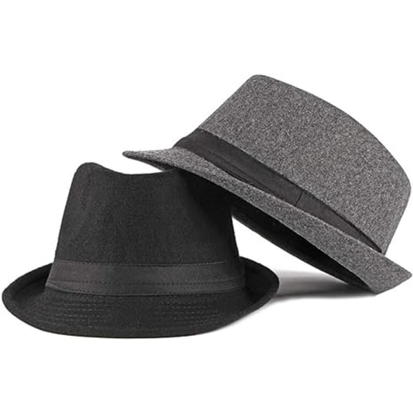 Sort Vandtæt Filt Fedora Hat Jazz Hat Foldbar Trilby Hat Ret
