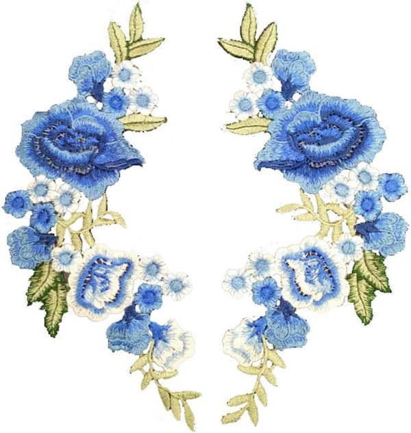 Applikasjon Sy-på Stryk-på Patch Blomst DIY Broderi Blå Patch E