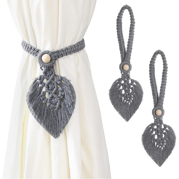 Set med 2 Boho gardinholdere, blader bomull makrame gardin