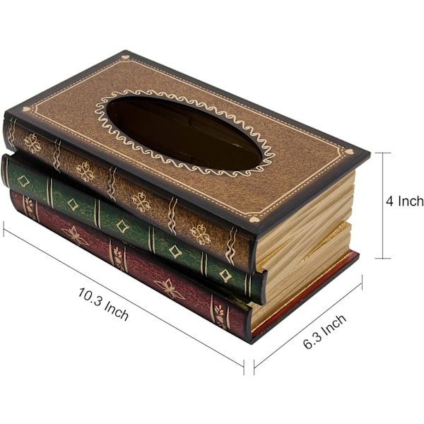 Håndlavet klassisk retro træ antik bog tissue box cover rec
