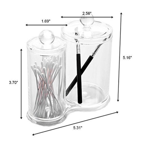 1 stk bomullsboks 2 runde bokser gjennomsiktig akryl sminke st