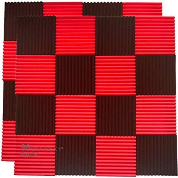 2 st röd/svart Absorb the echo Acoustic Foam Panel Wedge Studio