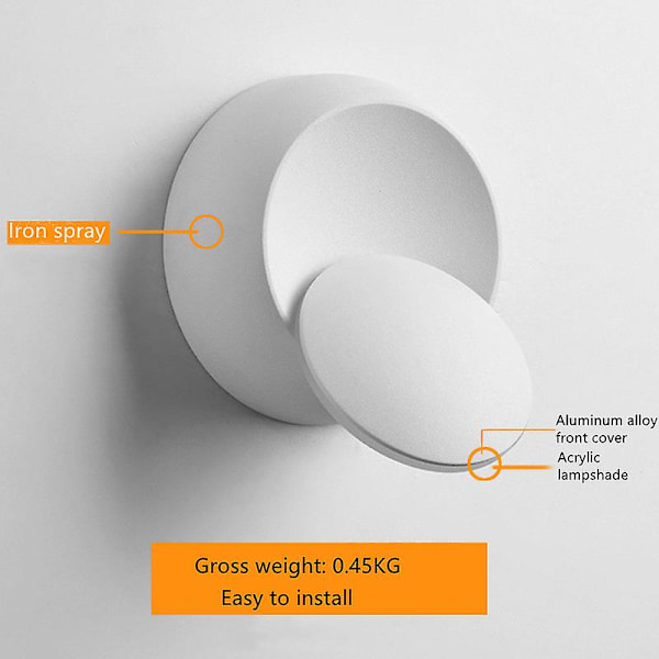 Modern och enkel LED-vägglampa i halvmåneform, vitt varmt ljus