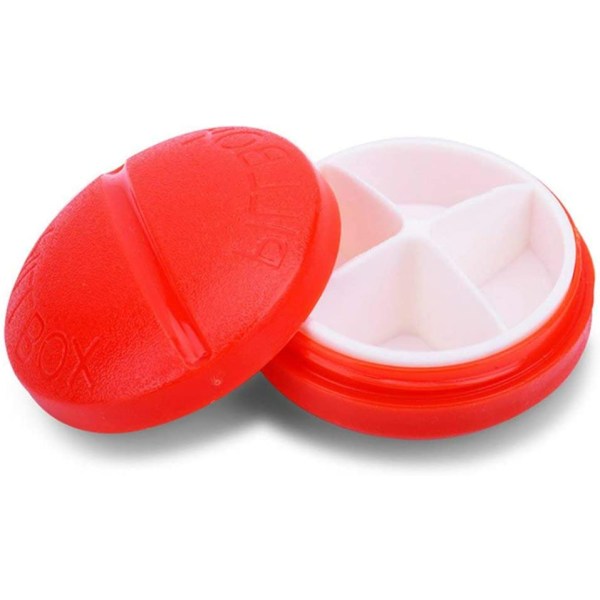 Round Pill Box Mini Compact Pill Storage Box 4 Compartment for V