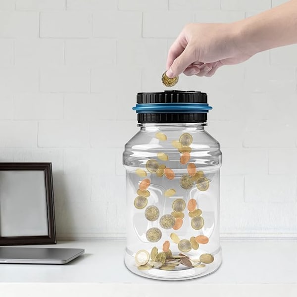 1 st elektronisk eurospargris 1,8 l stor kapacitet, digital elektronisk spargris med LCD-display, kreativ transparent automatisk mynträkningsbössa, present till barn, vuxna