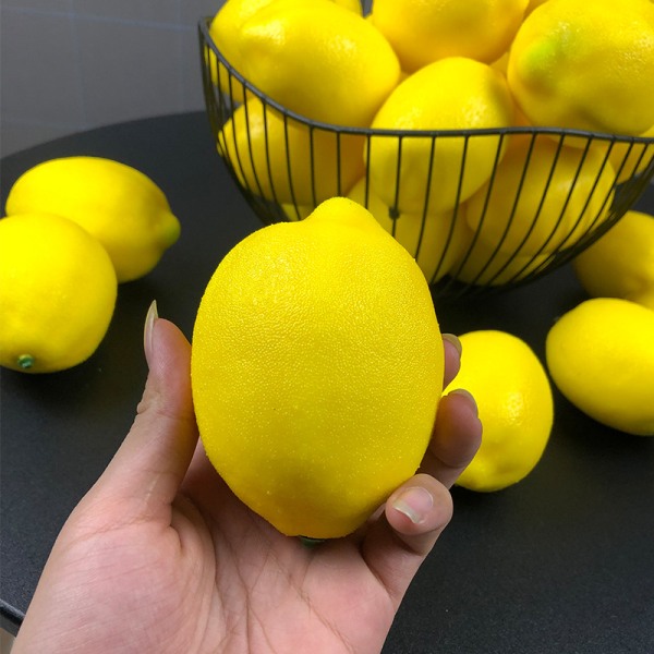 12 st konstgjorda citroner, simulerade frukter, naturtrogna falska citroner