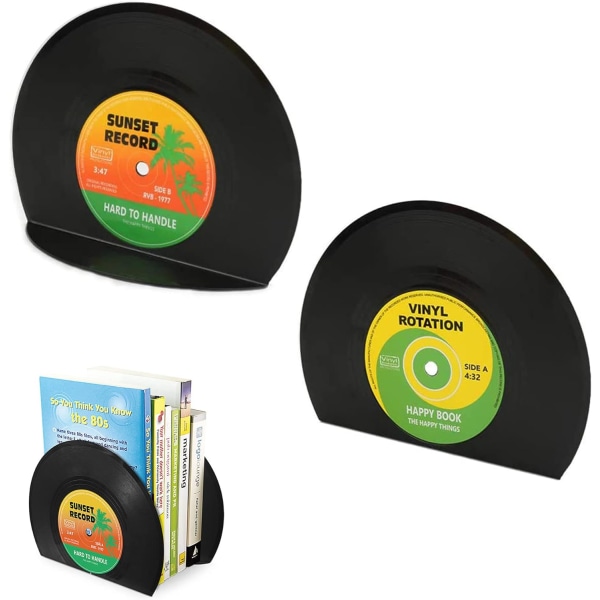 2 st Recordformade bokstöd Svart Stabil halkfri bas Vintage