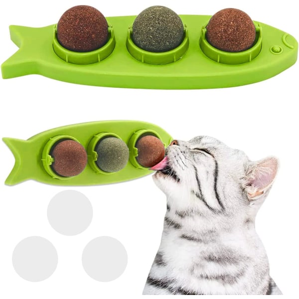 Grønn - 3 i 1 kattemynteball, kattemynte veggball leketøy kattemynte veggbal