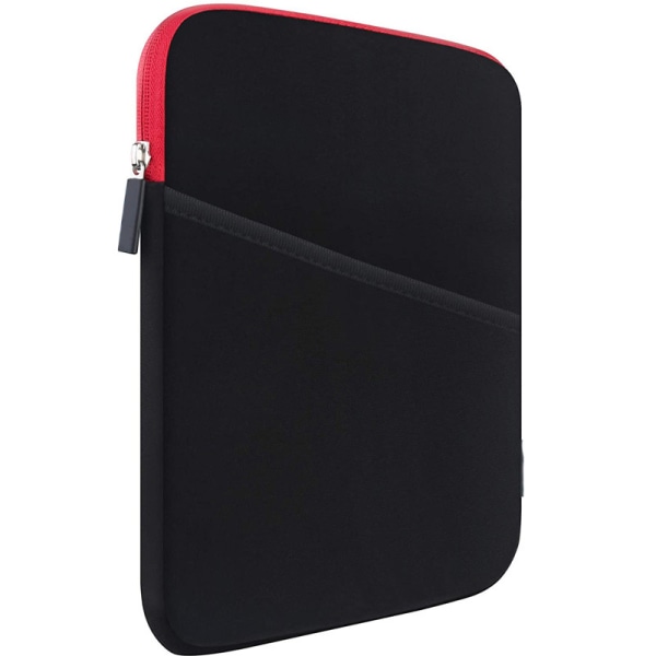 Tablet-sleeve-etui med tilbehørslomme, sort+rød til 12,9 inc