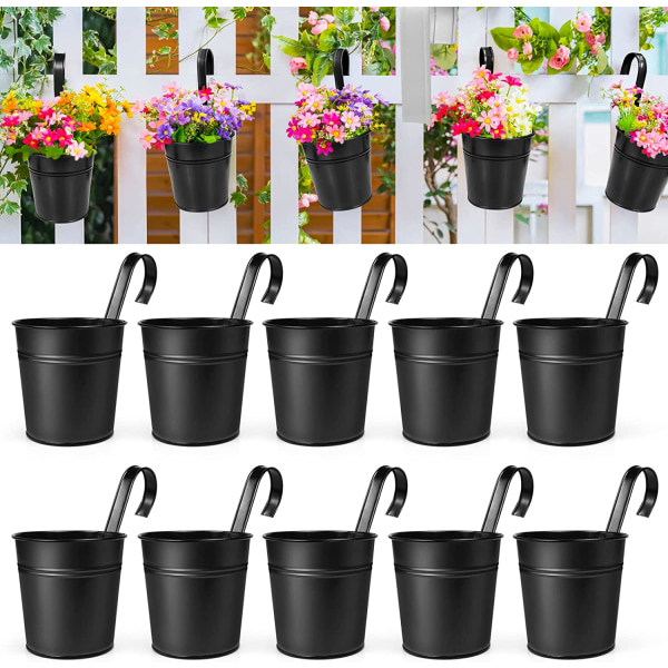 10 stk hengende blomsterpotter, metall jern vegg plantekasse  innendørs/utendørs 121f | Fyndiq